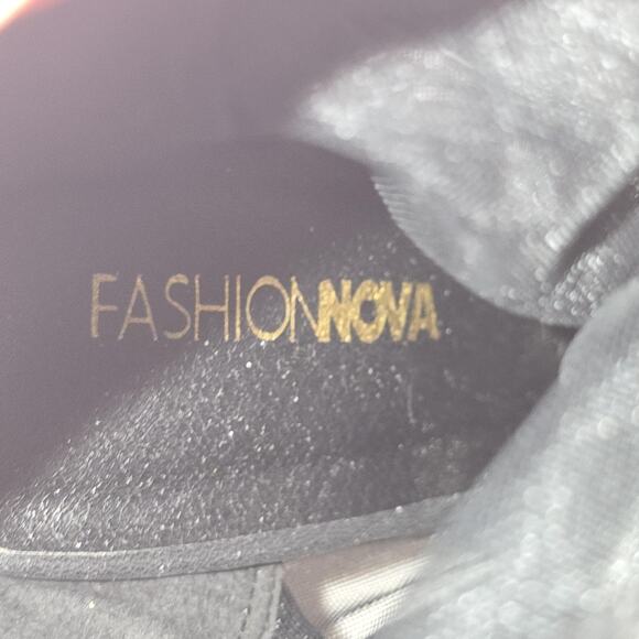 Fashion Nova Boots Womens Size 8 Black Mesh Strappy Thigh High Heels Stiletto - Picture 7 of 8